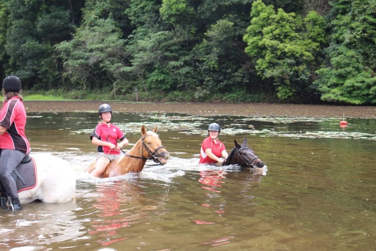 Bareback swimming at pony club camp