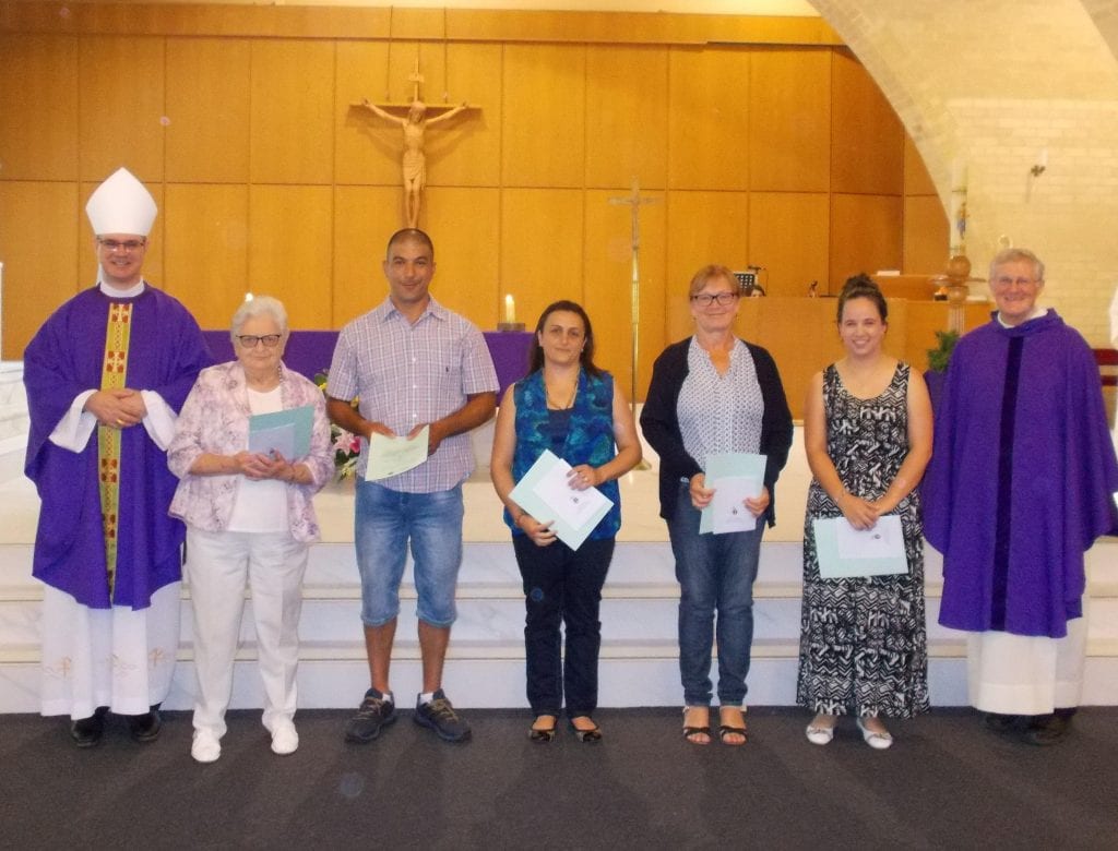 St Benedicts Bishop Peter, Margaret Florian, Gebran Azzi, Nancy Kazzi, Lisa Welsman, Karen Brown, Father Bernard