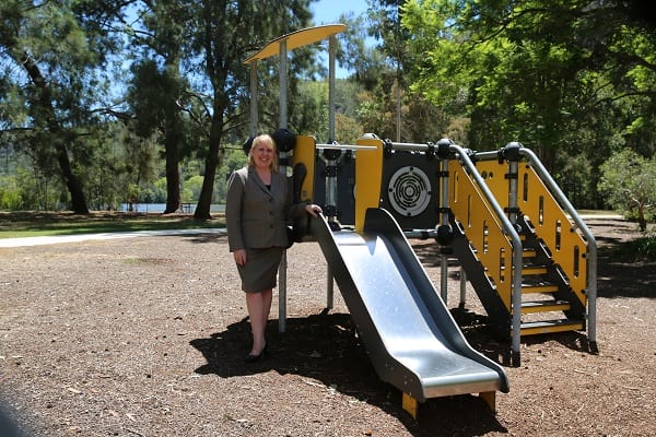 Mayor Byrne pictured at the upgarded playground