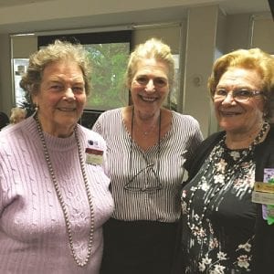 Guest Speaker Sandra Ross from Ross Garden Tours with President Marj Jarrett and Secretary Vivien Fitzer at VIEW Club Luncheon meeting held at The Galston Club in May.