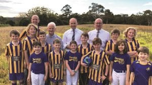 Matt Kean MP, Hornsby Shire Mayor Philip Ruddock and Geoff Knowles, President of Thornleigh Thunder at the Westleigh waterboard site.