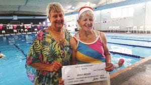 Presenting the cheque to Ambassador Hazel Phillips