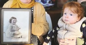 This photo supports this editorial of Kerron’s. Apart from both having the red hair, the physical characteristics are striking as seen in the photo of my mother at a similar age to my grand daughter, Indiana’ Mary