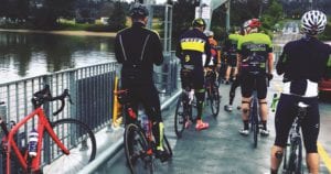 Riders ready for the climb on Sackville Ferry