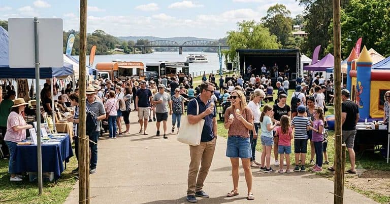 Community event at the river with families and live entertainment in Richmond and Windsor.